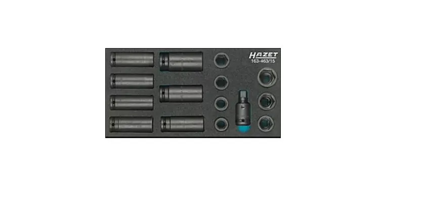 Produktfoto 1 von HAZET 1/2 in, 17 to 27 mm Vierkant Satz Schlagsteckschlüssel, 342 mm