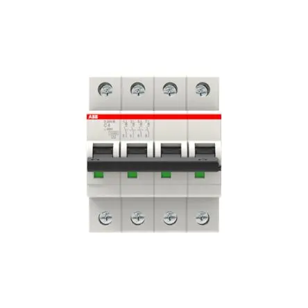 Produktfoto 1 von 2001 Technology S200 Miniaturüberlastschalter Typ C, Pol 4-polig 4A 440V ac, Abschaltvermögen 25 kA S200 125 V