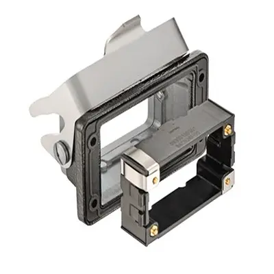 Produktfoto 1 von HARTING Han M Gehäuse mit Schottverschluss Einhebel 1, Hinten 10B Verriegelungshebel, IP66