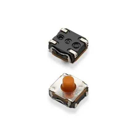 Produktfoto 1 von C & K IP67 Schalter SPST, J Tastend Orange Oberfläche B. 6.2mm L. 6.2 mm