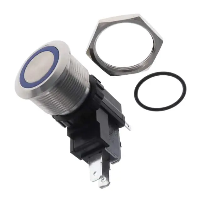 TE Connectivity AVH22 Druckknopf Blau Beleuchtet Ein-Ein Frontplattenmontage Ø 22.2 mm, 1-poliger Umschalter / 16A 250