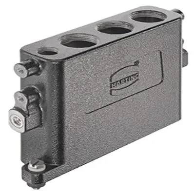 Produktfoto 1 von HARTING Han HPR Slim Haube Schraubbefestigung, Kabel 22 Haube für obere Kabeleinführung, IP66, IP68, IP69, IPx9K