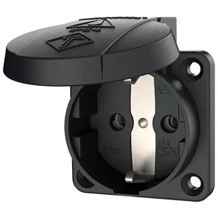 Produktfoto 1 von MENNEKES SCHUKO Buchsentülle Schwarz 2P+PE, 230V, Kabel Gerade IP54 16A