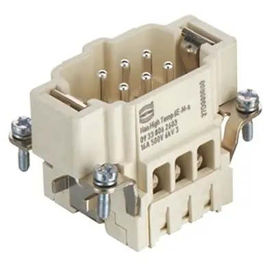Produktfoto 1 von HARTING Han E High Temp Stifteinsatz Stecker, 6-polig 16A, Panel, Stifteinsatz