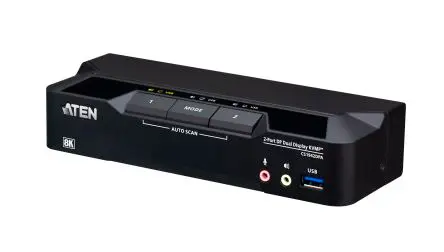Produktfoto 1 von Aten KVM-Switch 2-Port 2 Videoausgänge DisplayPort 2 Displays USB Audiobuchse 4096 x 2160