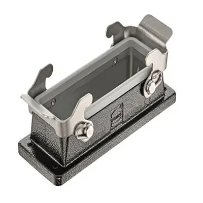 Produktfoto 1 von HARTING Han M Gehäuse mit Schottverschluss Doppelter Hebel 2, Hinten 24B Verriegelungshebel, IP66
