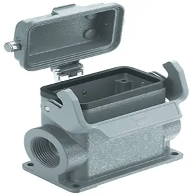 Produktfoto 1 von HARTING Han B Oberflächenmontiertes Gehäuse Einhebel 1, SMD 16B Haube für seitliche Kabeleinführung, IP65