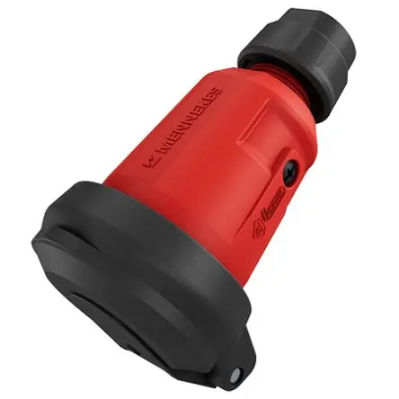 Produktfoto 1 von MENNEKES SCHUKO Anschluss Schwarz, Rot 2P+PE, 230V, Kabel Gerade IP54 16A