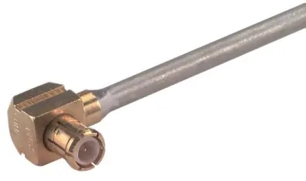Produktfoto 1 von Huber+Suhner MCX Stecker Anschluss MCX-Steckverbinder, Frei hängend, 50 Ω Lot, gewinkelt
