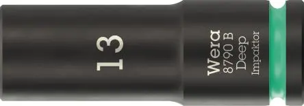 Produktfoto 1 von Wera 3/8 in, 13 mm Tiefschlag-Stecknuss Tiefschlag-Stecknuss Stahl geschmiedet, 63mm