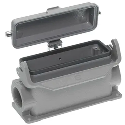 Produktfoto 1 von HARTING Han B Oberflächenmontiertes Gehäuse Einhebel 1, SMD 24B Haube für seitliche Kabeleinführung, IP65