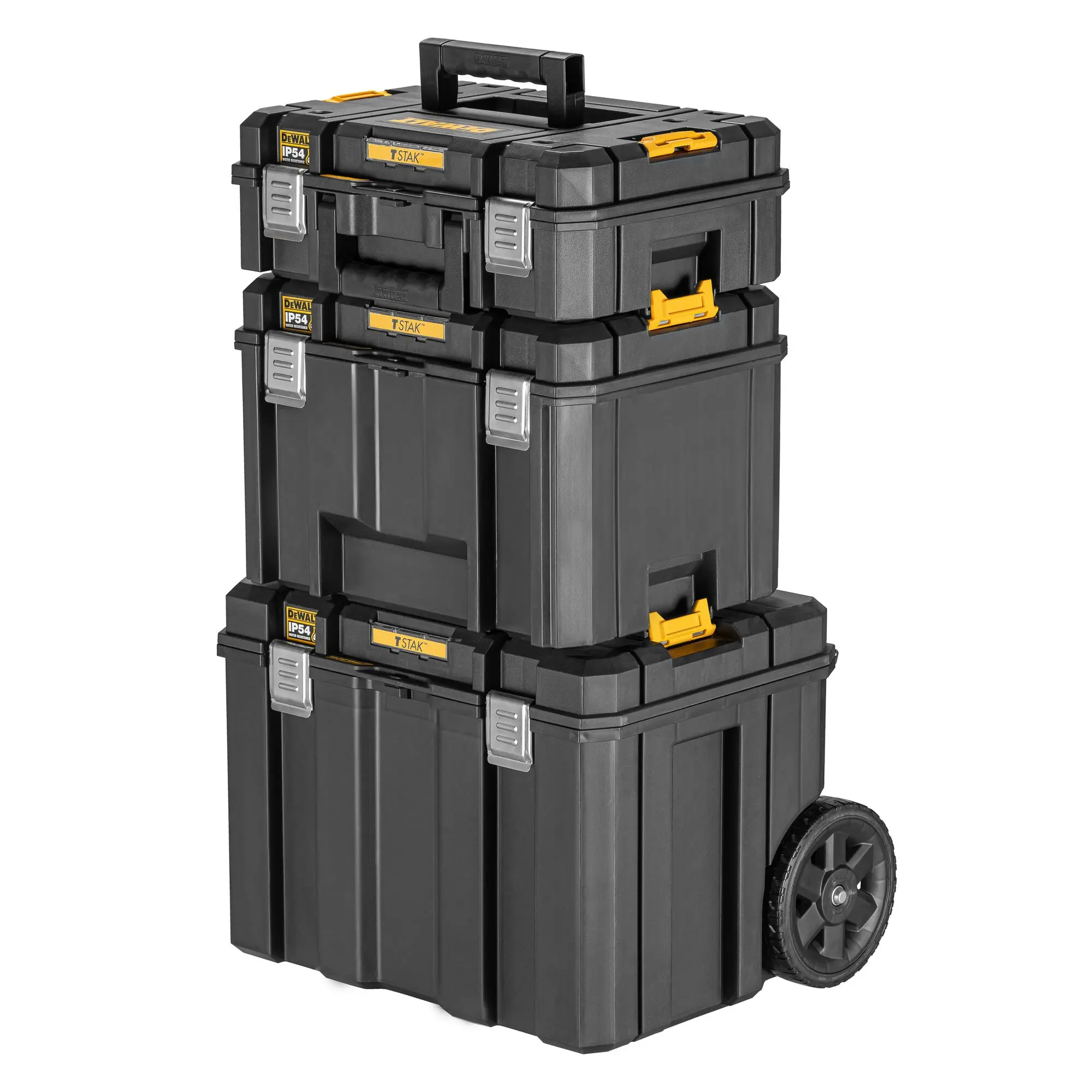 Produktfoto 1 von DeWALT Metall Werkzeugbox Schwarz, 3 Schubladen, L. 435 mm B. 440 mm H. 845 mm mit Rädern