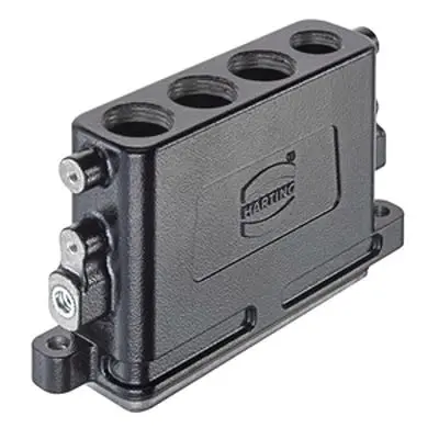 Produktfoto 1 von HARTING Han HPR Slim Oberflächenmontiertes Gehäuse Schraubbefestigung, Oberfläche 22 Haube für obere Kabeleinführung,