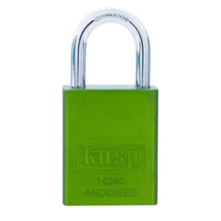 Produktfoto 1 von Kasp Aluminium Vorhängeschloss Vorhängeschloss Wetterfest Grün gleichsperrend, Bügel-Ø 6.3 mm x 25 mm 38mm