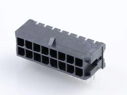 Produktfoto 1 von Molex 43045 Stiftsockel gewinkelt, 16-polig / 2-reihig, Raster 3 mm Raster Oberfläche, Leistung, Kabel-Platine,
