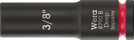 Produktfoto 1 von Wera 3/8 in, 3/8 in Tiefschlag-Stecknuss Tiefschlag-Stecknuss Stahl geschmiedet, 63mm