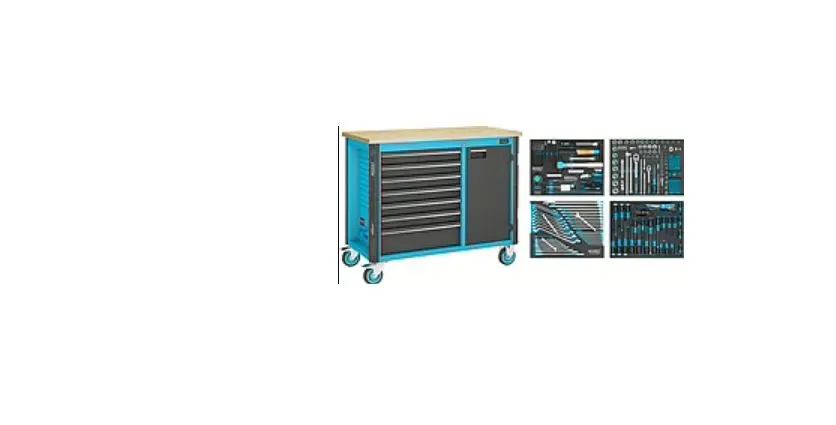 Produktfoto 1 von HAZET Stahl Werkbank, Typ Werkbank 7 Schubladen mit Rädern, 1150 mm x 600 mm x 964 mm