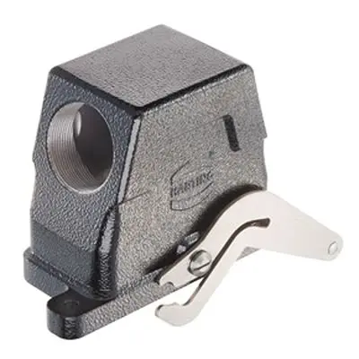 Produktfoto 1 von HARTING Han HPR Haube Feststellbar 1, Kabel 10B Haube für seitliche Kabeleinführung, IP65, IP68, IP69, IPx9K