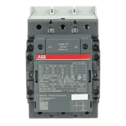 Produktfoto 1 von ABB 1SF Schütz 100V ac/dc, 250 V ac/dc-Spule, 3-polig 55 kW 3 Schließer, 0 Öffner Schütz 4-Hilfskontakte