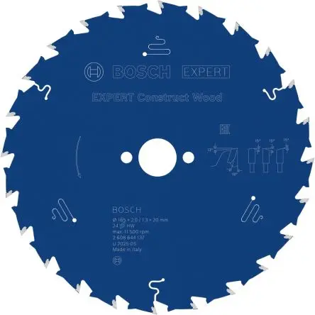 Produktfoto 1 von Bosch 24 Hartmetall Holz Kreissägeblatt, Ø 165 mm 1