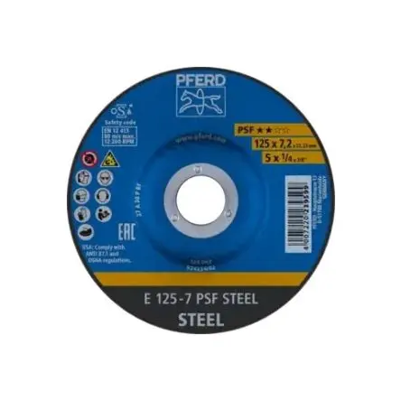 Produktfoto 1 von PFERD Rüggeberg France Schleifscheibe Aluminiumbeschichtet, 125 mm x 22.23 mm, 12200 U/min