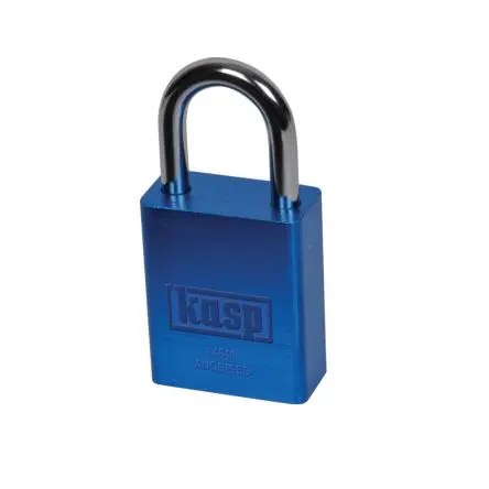 Produktfoto 1 von Kasp Aluminium Vorhängeschloss Vorhängeschloss Wetterfest Blau gleichsperrend, Bügel-Ø 6.3 mm x 25 mm 38mm
