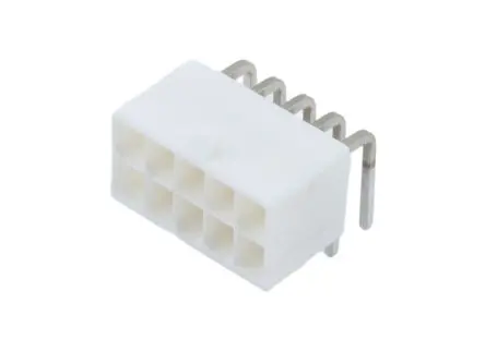 Produktfoto 1 von Molex 5569 Stiftsockel gewinkelt, 10-polig / 2-reihig, Raster 4.2 mm Raster gewinkelt, Kabel-Platine, Ummantelt
