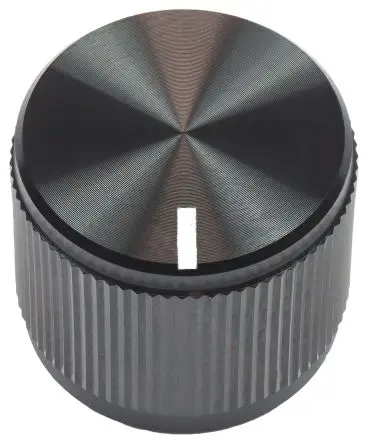 Produktfoto 1 von Vishay Schwarz Knopf, Zeiger Weiß Ø 19 mm x 16 mm, Runde Welle Schaft 6 mm