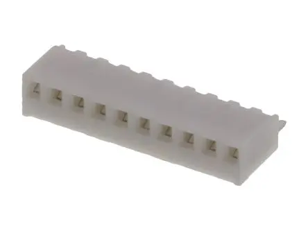 Produktfoto 1 von Molex 4455 Leiterplattenleiste Vertikal, 10-polig / 1-reihig, Raster 2.54 mm Raster Oberfläche, Kabel-Platine, Ummantelt