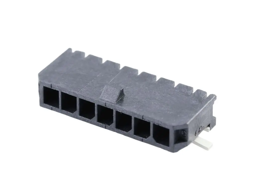 Produktfoto 1 von Molex 43650 Leiterplattenleiste gewinkelt, 7-polig / 1-reihig, Raster 3 mm SMD, Kabel-Platine, Ummantelt
