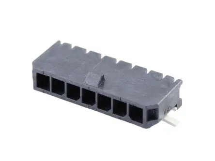 Produktfoto 1 von Molex 43650 Leiterplattenleiste gewinkelt, 7-polig / 1-reihig, Raster 3 mm Raster Oberfläche, Kabel-Platine, Ummantelt