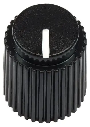 Produktfoto 1 von Vishay Schwarz Knopf, Zeiger Weiß Ø 14 mm x 17 mm, Runde Welle Schaft 6 mm