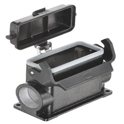 Produktfoto 1 von HARTING Han M Oberflächenmontiertes Gehäuse Einhebel 1, Oberfläche 16B Haube für seitliche Kabeleinführung, IP65
