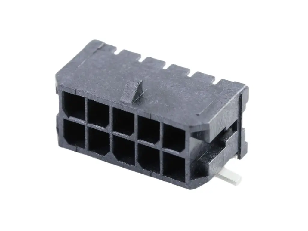 Produktfoto 1 von Molex 43045 Stiftsockel gewinkelt, 10-polig / 2-reihig, Raster 3 mm SMD, Kabel-Platine, Ummantelt