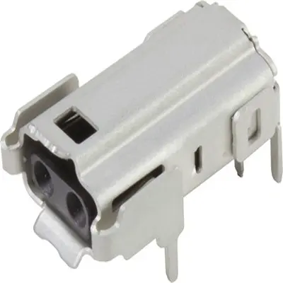 HARTING T1 Industrial Buchse Leiterplattensteckverbinder, 2-Port 2-polig Abgeschirmt Flachmontage Abgewinkelt