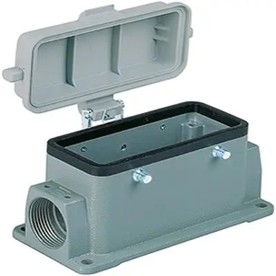 Produktfoto 1 von HARTING Han B Oberflächenmontiertes Gehäuse Doppelter Hebel 2, SMD 10B Oberflächenmontiertes Gehäuse, IP65