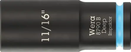 Produktfoto 1 von Wera 3/8 in, 11/16 in Tiefschlag-Stecknuss Tiefschlag-Stecknuss Stahl geschmiedet, 63mm