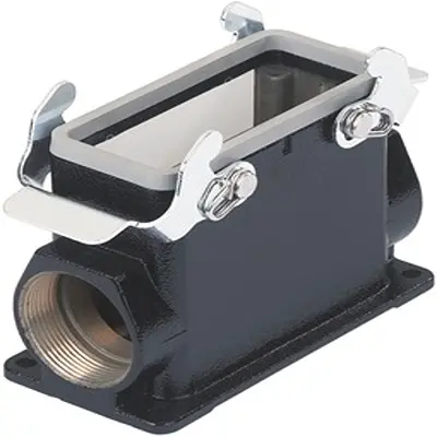 Produktfoto 1 von HARTING Han M Oberflächenmontiertes Gehäuse Doppelter Hebel 2, SMD 10B Verriegelungshebel, IP65