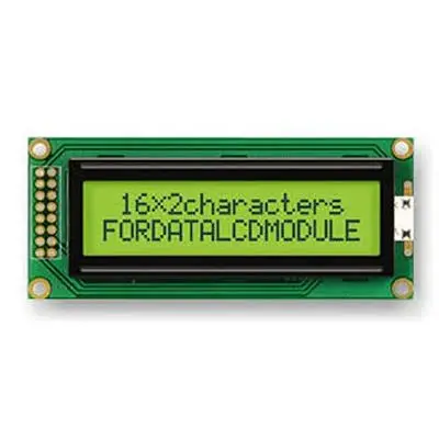 Produktfoto 1 von Fordata FC1602B01 LCD-Anzeigemodul, STN LCD LED Grün, Gelb 2 x 16, Hintergrund Grün, Gelb, Parallel Interface