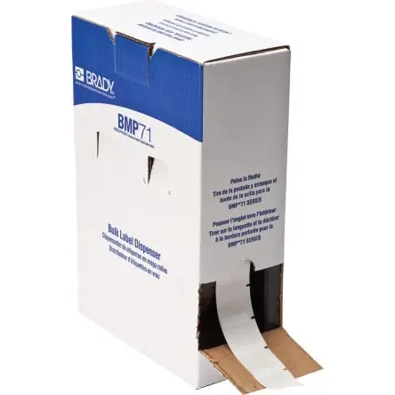 Produktfoto 1 von Brady Polyester-Etiketten B. 1 Zoll für BMP61, BMP71, M610, M611, M710 2500 Pro Rolle auf Weiß Weiß Polyester