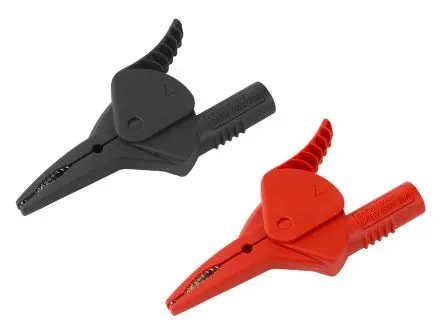 Produktfoto 1 von CALTEST Vernickelte 34.5 mm Krokodilklemme, Schwarz, Rot, 20A Isoliert