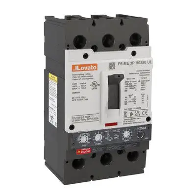 Produktfoto 1 von Lovato P5ME P5ME3, MCCB 3-polig, 250A Schraubanschlussklemme / Abschaltvermögen 65 kA 600V ac 500 V dc