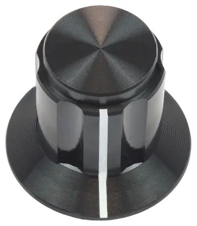 Produktfoto 1 von Vishay Schwarz Knopf, Zeiger Weiß Ø 13 mm x 16 mm, Runde Welle Schaft 14 mm