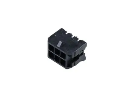 Produktfoto 1 von Molex 43045 Leiterplattenleiste gewinkelt, 6-polig / 2-reihig, Raster 3 mm Raster Oberfläche, Kabel-Platine, Ummantelt