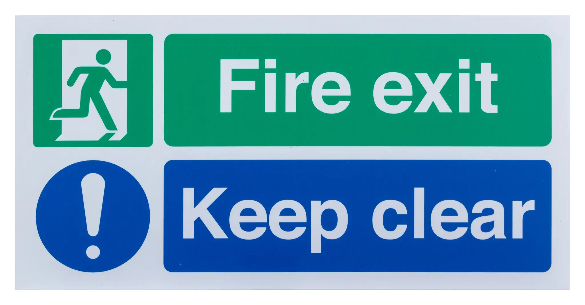 Produktfoto 1 von RS PRO Englisch Polyester Fire Exit Keep Clear Weiß Notausgangsschild