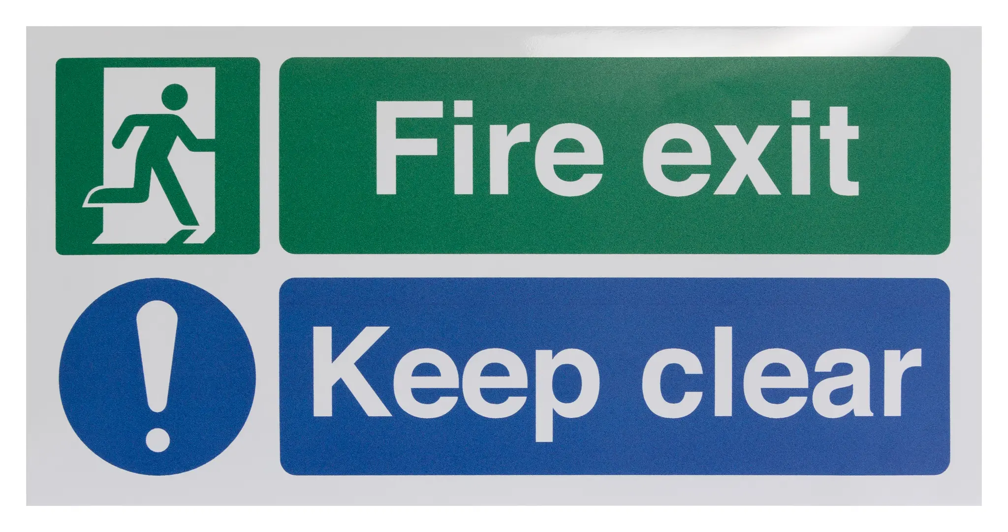 Produktfoto 1 von RS PRO Englisch Polyester Fire Exit Keep Clear Weiß Notausgangsschild