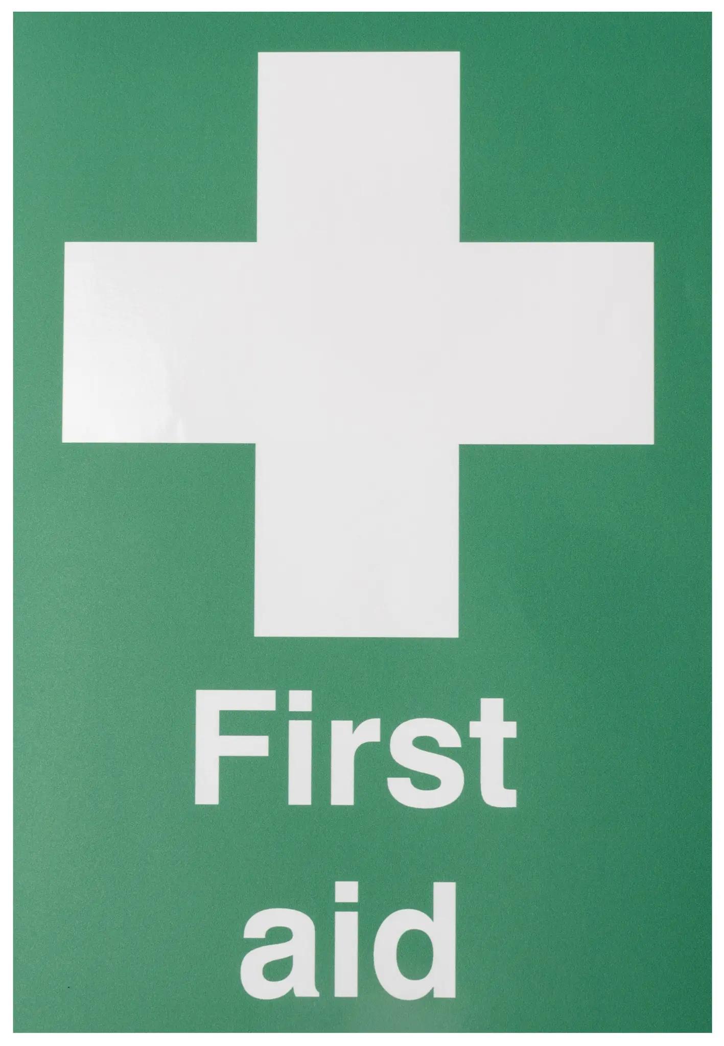 Produktfoto 1 von RS PRO Erste-Hilfe-Schild Polyester, Text: First Aid Englisch Grün, Weiß 297 mm Selbstklebend, B. 210 mm