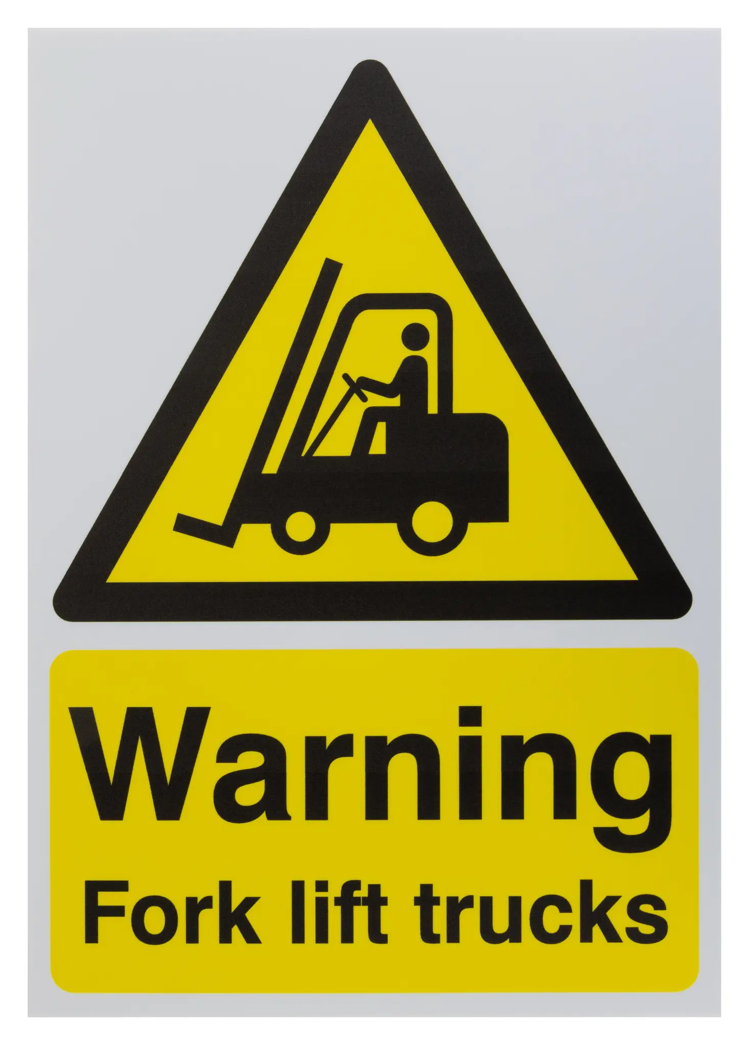 Produktfoto 1 von RS PRO Gefahren-Warnschild, Polyester Selbstklebend Englisch 'Vorsicht Gabelstapler' 'Warning Forklift Trucks', 297 mm x