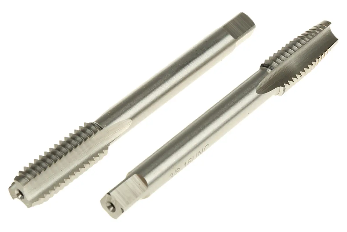 Produktfoto 1 von RS PRO Gewindebohrer Satz HSS Hand, UNC Gerade Nut, Rechtsgewinde, 2-teilig 3/8 UNC