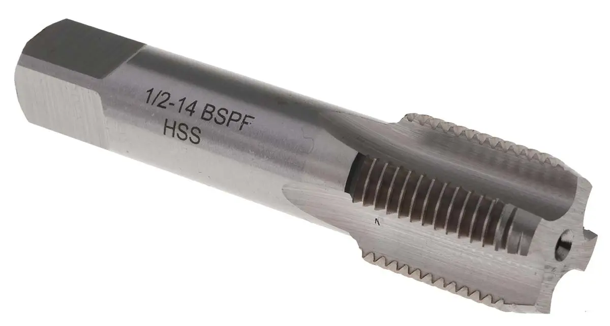 Produktfoto 1 von RS PRO Gewindebohrer Satz HSS Hand, BSPF Gerade Nut, Rechtsgewinde, 2-teilig 1/2 in BSP